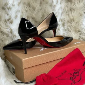 Christian Louboutin Iriza 70 Patent Black Heels For Women (LAB93)
