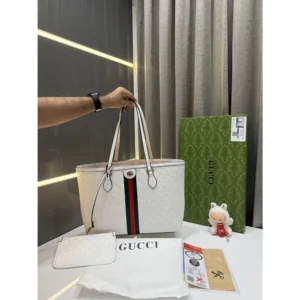 Gucci Ophidia Tote Bag White With Extra Pouch With Og Box For Women (FT683)