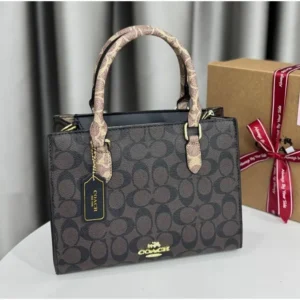 Coach Maggi Small Tote Bag Signature Canvas With Box Dust Bag For Women (TB68)