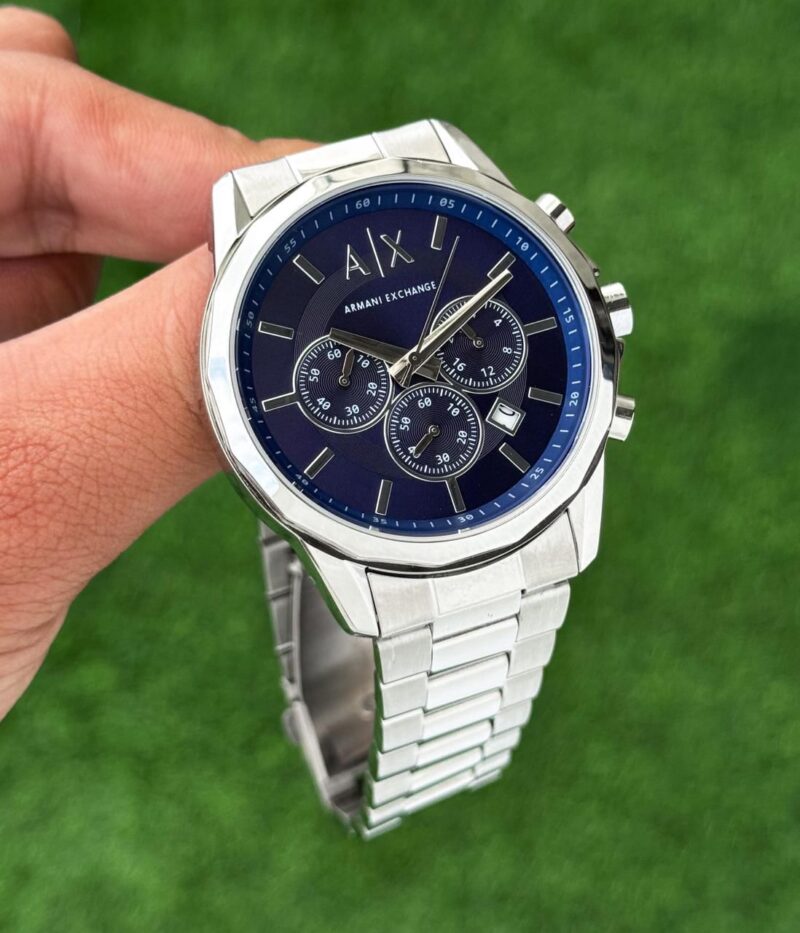 Armani Exchange Chronograph Silver Blue Dial 12-Hour
