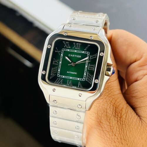 Cartier Santos Silver Green Dial
