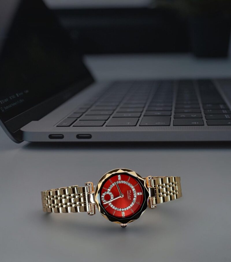 Dior Gem Quartz Watch With Red Dial