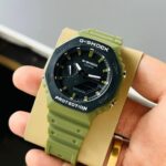 G-Shock GA 2110 Green Strap Black Dial