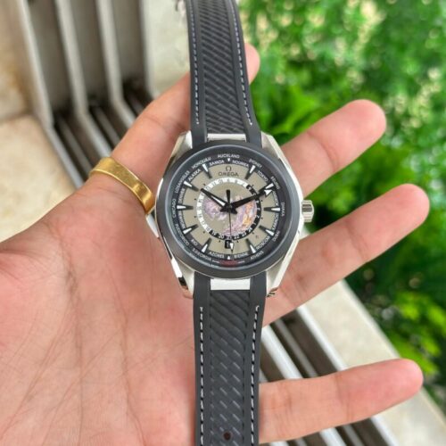 Omega Seamaster Aqua Terra Worldtimer Silicone Strap Black