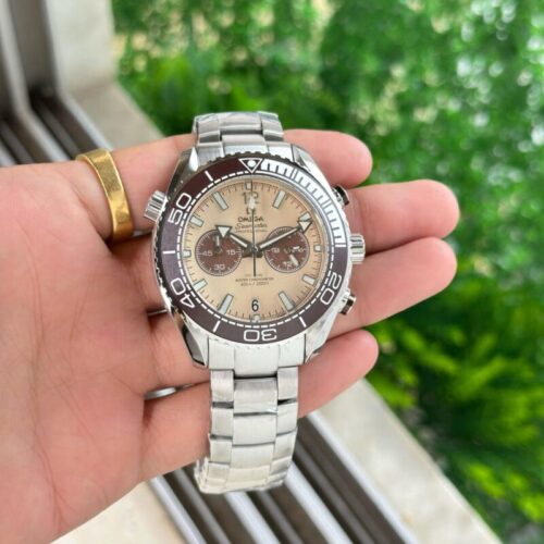 Omega Seamaster Planet Ocean Beige Dial Chronograph Watch